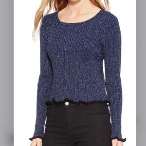 NWT Parker blue Hillary glitter holiday crop sweater
